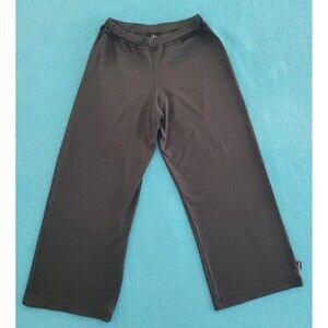 prAna Leggings Pants Cropped Wide Leg Women M Black Yoga Athleisure Logo